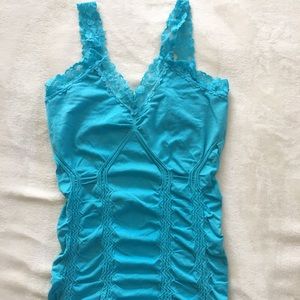 Blue Stretch Lace Strap Layering Cami szOpen